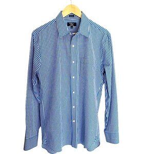 J. Crew 80's 2 Ply Blue and White Mini check Shirt 15-15 1/2 Medium